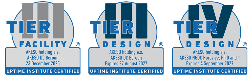 AKESO data centers Tier Certification Foils - Tier III Facility, Tier III Design, and Tier IV Design
