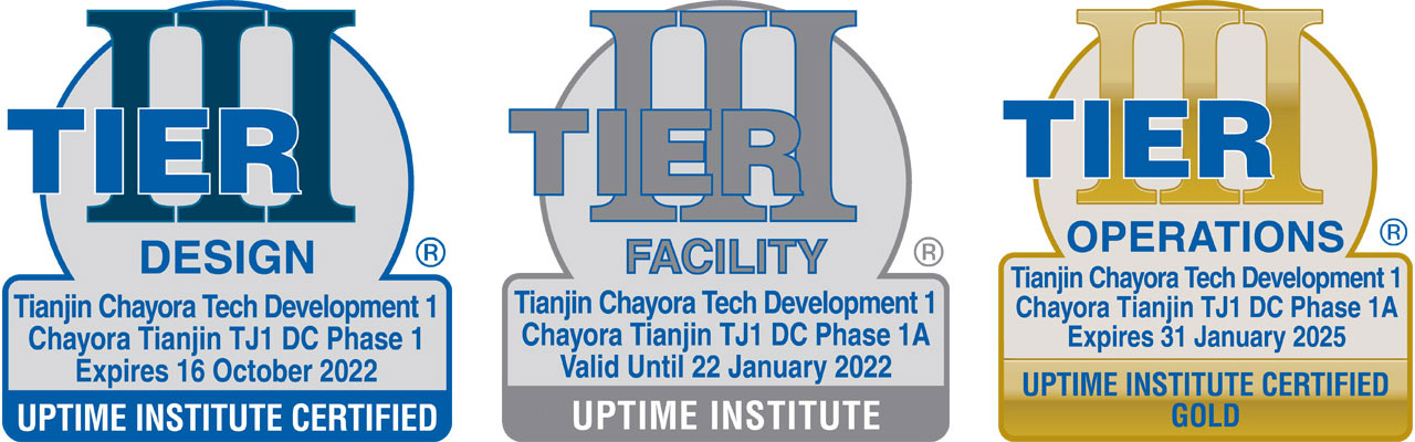 Chayora Tianjin TJ1 Data Centre Tier Certifications