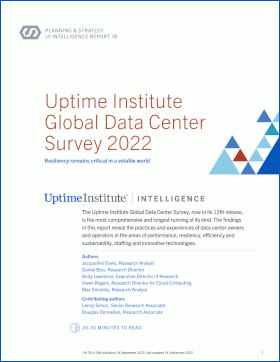 Resultados da pesquisa global de data center do Uptime Institute 2022