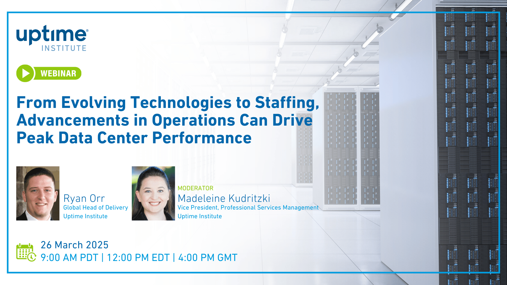 Webinaire: De l'évolution des technologies à la dotation en personnel, les progrès des opérations peuvent stimuler les performances de pointe des datacenters